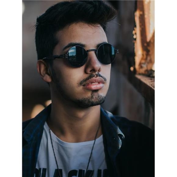 Round Steampunk Sunglasses Circle Lennon Hippie Glasses Metal Frame UV Blocking - Picture 5 of 7